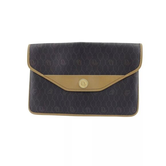 DIOR Clutch Bag Black Light Brown USED - Picture 1 of 12